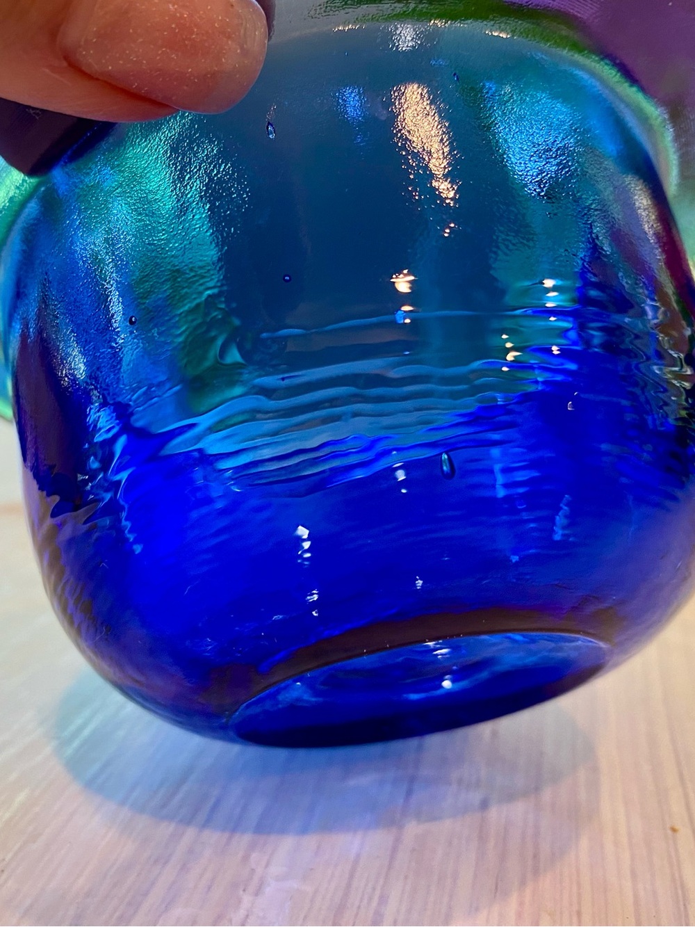 2 OOAK Art Glass,  Blown SM Thick, Cobalt Bowls.  LOOK! Set of 2.
